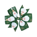 Détail de nœud de Noël en ruban gros-grain vert avec motifs de flocons dorés - Style Père Noël Vert (4)
