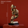 Vintage golden Nordic sculpture Silence is Gold figurine with black base for office decor - Gold Silence Is Gold Ornament