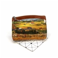 Detail of vintage oil painting coin purse with canvas texture and metal zipper - Pattern No. 7 (Irises)