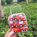 6-pack mini red fire truck toy set for kids in a transparent carry bag on grass - Fire Truck Set