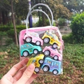 6-piece mini cartoon inertia toy car set with taxi and bus in transparent carry bag - City Service Vehicles