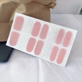 Pink gradient and gold foil nail stickers QF 4517 featuring translucent gel finish - QF451-Pink White Gold Foil