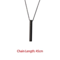 Minimalist matte black stainless steel bar necklace with a 45cm chain length - Regular Polish (No Film) / Black