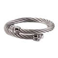 Bracciale a cavo in acciaio inossidabile argento con motivo teschio punk e design aperto - Colore Acciaio (KB121342-KFC)