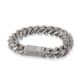 Men's hip hop silver iced out Cuban link bracelet with sparkling rhinestones on white backdrop - Silver (KB126987-KFC)