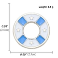 Blauw-witte nautische reddingsboei emaille pin met zilveren sterren en 2,5 cm maatvoering - Reddingsboei Stijl (A00566)