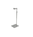 Adjustable silver metal stand with rectangular base for bags and hats display - D-Shape / Silver