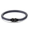 Minimalistisches graublau geflochtenes Mikrofaser-Armband mit schwarzem Magnetverschluss - Grau