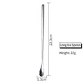 Long handle stainless steel ice spoon 22.3cm silver finish for coffee and mixing - 23cm Silver