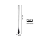 Dark grey stainless steel long handle coffee spoon with size specs 19.2cm length - 19cm Black
