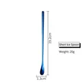 Blue 304 stainless steel long handle coffee spoon with 19.2cm length and mirror finish - 19cm Blue