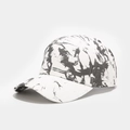 Détail de la casquette tie-dye tendance avec motif marbré noir sur tissu en coton blanc - M (56-58cm) / Tie-Dye Noir et Blanc