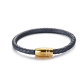 Herren Armband aus geflochtenem blauem Leder mit vergoldetem Edelstahl-Magnetverschluss - Grau