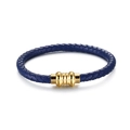 Herren Armband aus geflochtenem Leder in Marineblau mit poliertem goldenem Verschluss - Königsblau (KB115184-KFC)