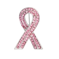 Broche de cinta rosa plateado con diamantes de imitación para moda y conciencia - Estilo Cinta Rosa (CC282)