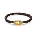 Bracciale in pelle microfibra intrecciata marrone scuro con chiusura magnetica in oro 18K - Marrone
