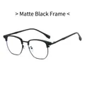 Occhiali da lettura uomo nero opaco semi-a giorno con lenti HD anti-luce blu retro business - Nero Opaco