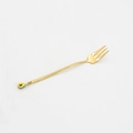 Golden dessert fork with creative avocado charm pendant and a polished metallic finish - 410 Gold Stainless Steel Avocado Fork