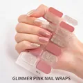 Self-adhesive nail stickers DQ-05 in dusty rose pink and champagne gold glitter finish - DQ-05 Rose Pink Champagne Gold