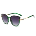 Cat eye sunglasses with transparent green frames and purple gradient lenses for women - Green Frame Double Gray Lenses