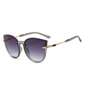 Cat eye sunglasses with smoky grey frames, purple gradient lenses and gold metal temples - Translucent Gray Frame Gradient Gray Lens