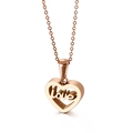 Rose gold heart pendant necklace featuring hollow love script on a delicate chain - Rose Gold Heart Hollow Style (KN89588-K)