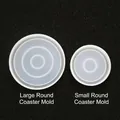 Set of large and small round silicone molds for DIY resin coasters in translucent white - Mirror Large Round Coaster Mold / Semi-transparent White