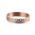 Elegante bracciale rigido in oro rosa con motivo geometrico e intarsio di zirconi - Oro Rosa (KB120858-KFC)