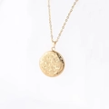 Collar de relicario de acero inoxidable 316L dorado con grabado floral vintage - Dorado / Tamaño Estándar