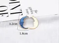 Blue enamel moon face pendant with gold celestial star patterns for DIY jewelry making - 1.8x3.2cm