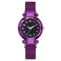 Elegante orologio viola cielo stellato con cinturino milanese magnetico e vetro sfaccettato - Viola