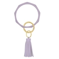 Light purple silicone bangle keychain with diamond pattern, gold clasp, and fringe tassel - Light Purple