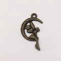 Antique bronze alloy moon fairy pendant with stars for DIY jewelry making and crafts - Moon Fairy (2154) / Antique Bronze