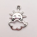 Silver sun and cloud alloy pendant with smiling face and hollow design for DIY jewelry - Sun and Cloud (7726)