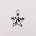 Vintage silver alloy star pendant with Just for you engraving and scroll pattern - Just for You Star (10617)