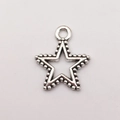DIY silver hollow star pendant with beaded edge and top ring for jewelry making - Beaded Pentagram (8767)