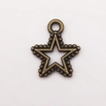 Vintage bronze alloy hollow star charm with beaded edge for DIY jewelry making - Beaded Pentagram (9069)
