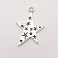 Vintage silver alloy star charm pendant with engraved patterns for DIY jewelry making - Star within Star (10946)