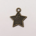 Star-shaped antique bronze alloy pendant with American flag star and stripe design - Stars and Stripes Pentagram (11142)