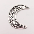 Vintage silver moon pendant with geometric hollow design and antique finish for DIY jewelry - Geometric Hollow Moon (11135)