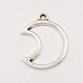 DIY antique silver hollow crescent moon charm pendant with ring for jewelry making - Hollow Crescent (11138)