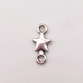 Silver hollow star alloy connector pendant for DIY jewelry making with dual loops - Star Link Connector (11145)