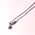 Detailed macro view of 925 silver box chain showing hallmark and polished link texture - Adjustable Box Chain / White Gold