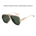 Lunettes de soleil aviateur classiques avec monture en métal noir et or et verres vert foncé - Monture Noir Or Verre Vert Foncé