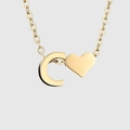 Minimalist gold 316L stainless steel anklet with letter C and heart charm pendants - Letter C / Steel