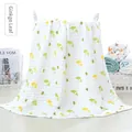 Soft six-layer cotton gauze baby towel featuring yellow ginkgo leaf and bee patterns - Bee