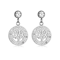 Détails des boucles d'oreilles Arbre de Vie en argent serties de cristaux et zircone brillants - Argenté