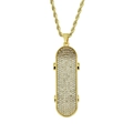 Herren Skateboard-Anhänger in Gold mit funkelnden Strasssteinen und eleganter Kordelkette - 0.3*75cm Kordelkette / Gold