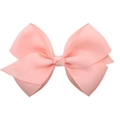 Handmade light pink grosgrain ribbon bow hair clip with textured ribbed fabric for girls - Light Pink