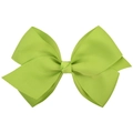 Detail of fruit green grosgrain ribbon bow hair clip with fine ribbed fabric texture - Fruit Green